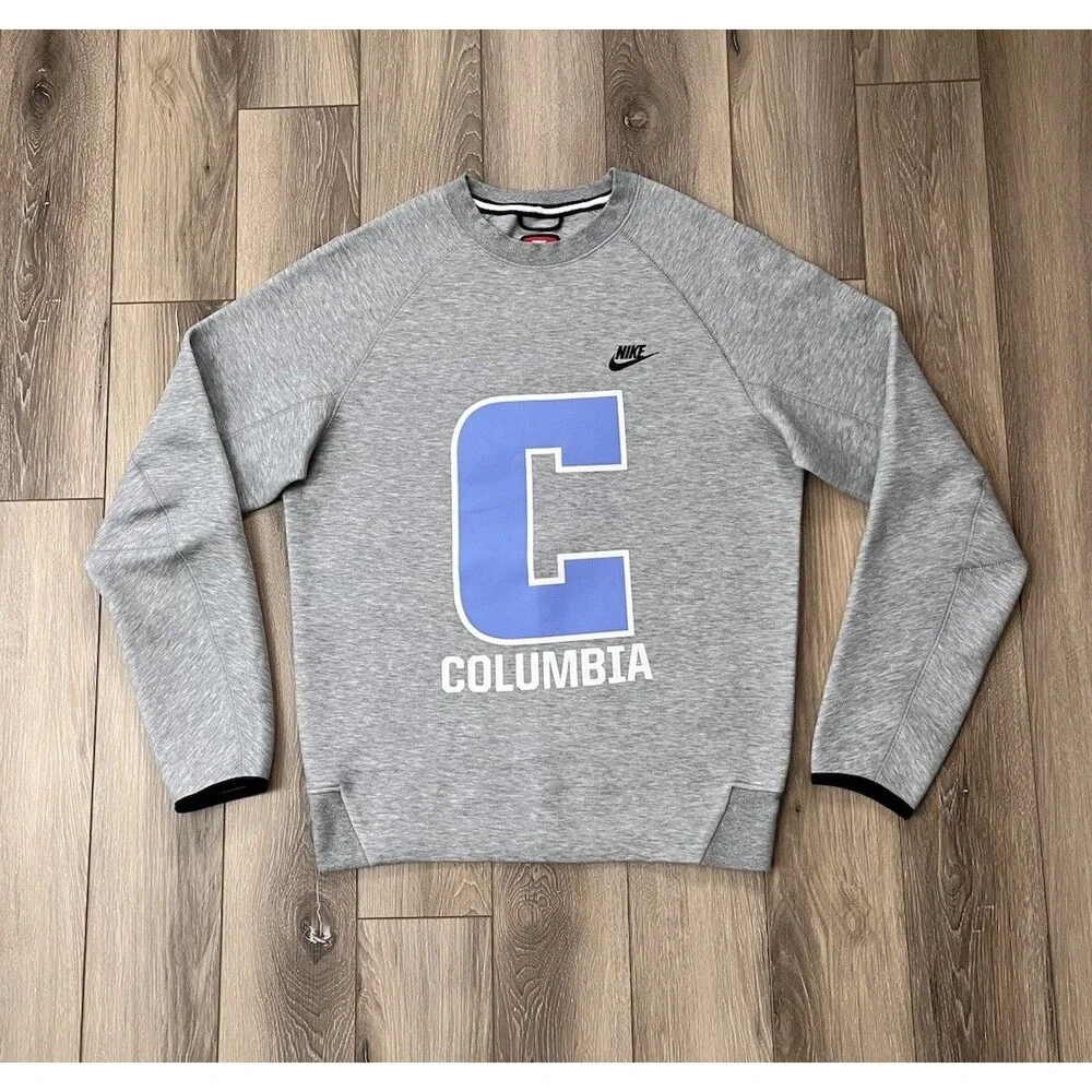 Nike Tech Fleece Columbia University Gray Crewneck Pullover Sweatshirt Mens Sz S